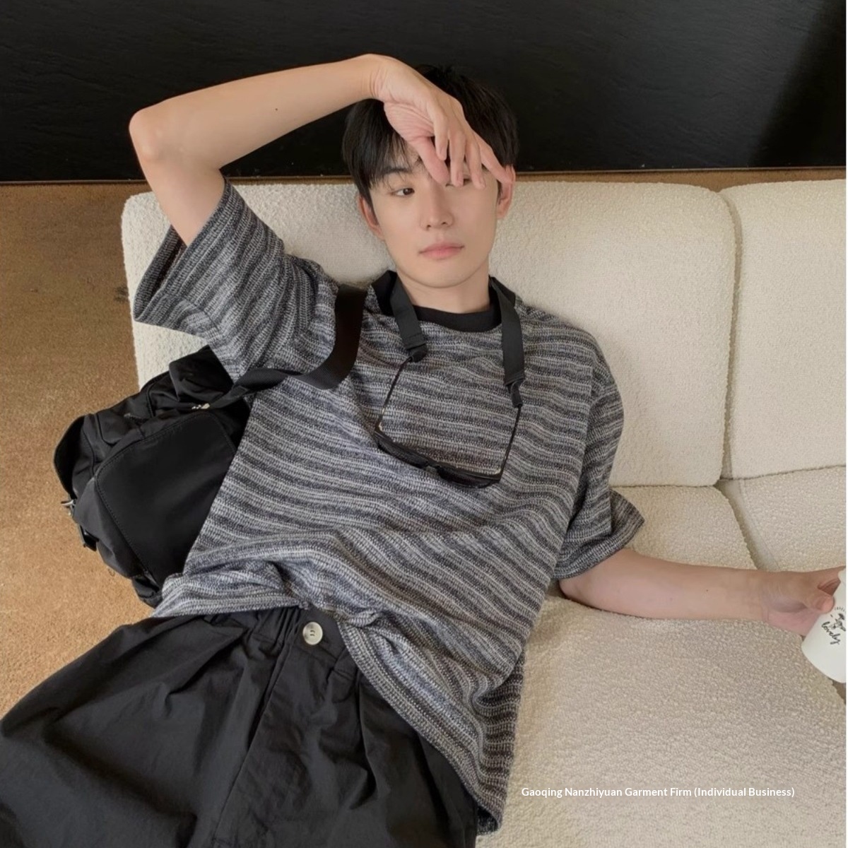 Striped Men's T-shirt Cotton Round Neck Summer Trendy Short Sleeve_voghion.com