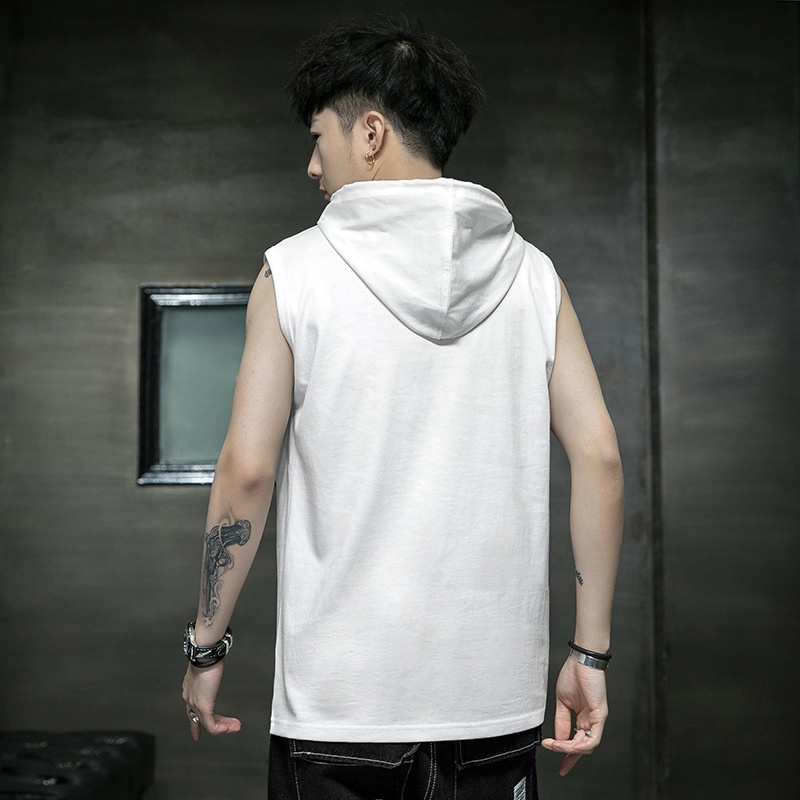 Canotta con cappuccio da uomo stile coreano in cotone stampato_voghion.com