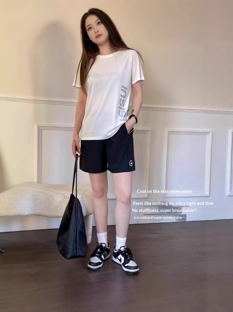 Women's Active Sets Running Short Sleeve Shorts Set Breathable_voghion.com