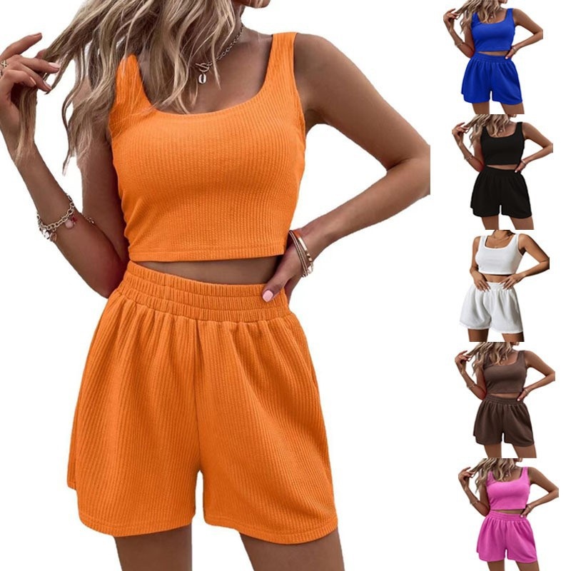 European American 2024 Summer Girl's Style Fresh And Sweet Women's Knitted Sleeveless Fashion Casual Solid Color_voghion.com