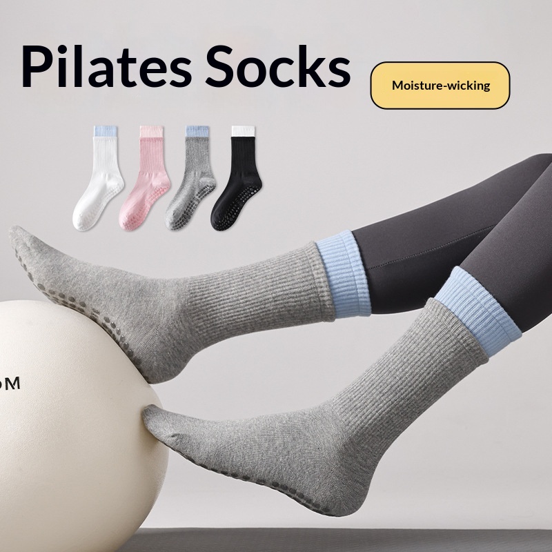 Meias Atacado Zhejiang da Acheng: Meias Esportivas Antiderrapantes Sem Costura para Pilates e Ioga, Meias de Cano Médio para Emagrecimento e Fitness_voghion.com