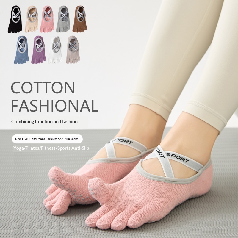 Antislip yoga teensokken voor dames van ademend katoen comfort_voghion.com