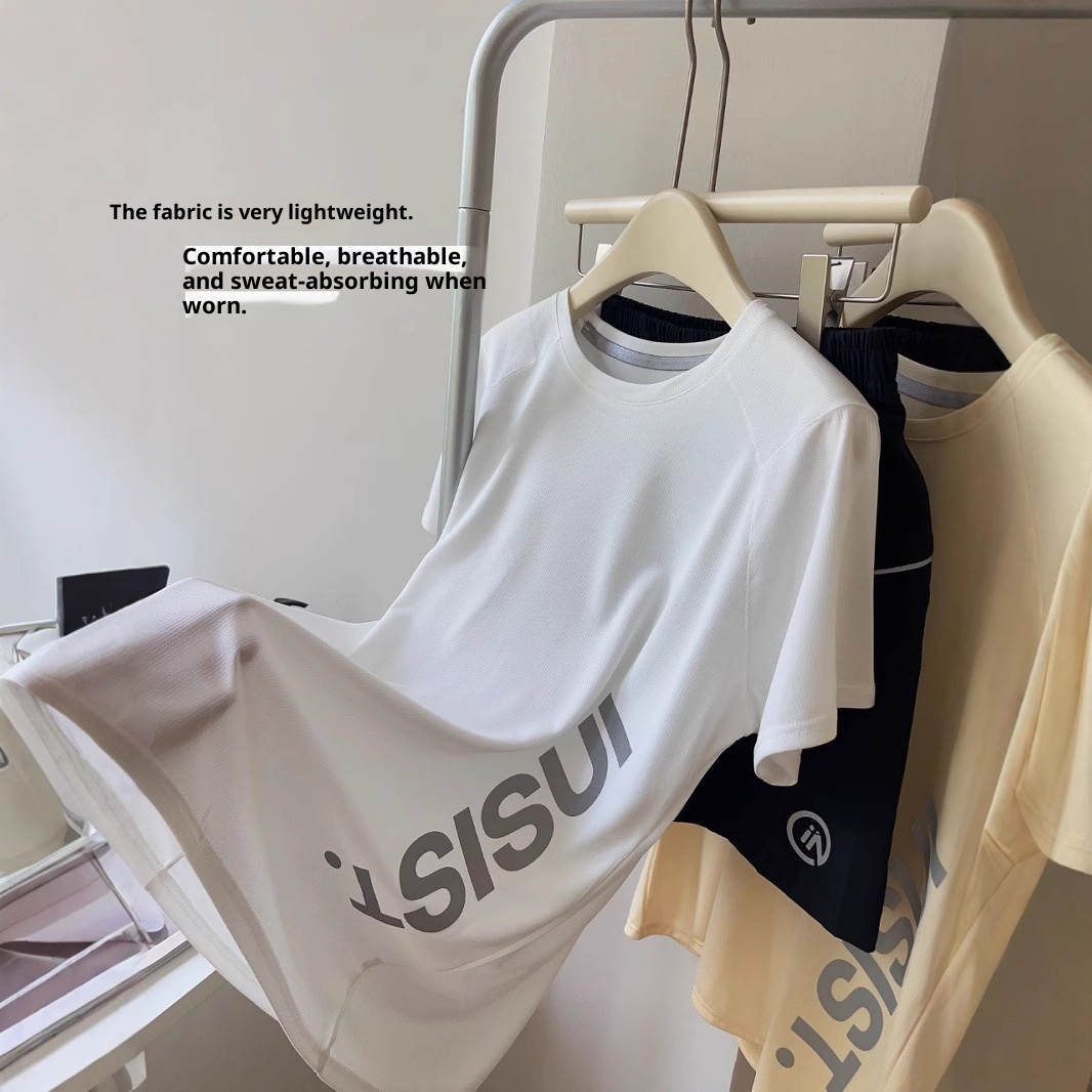 Kort mouwige sport set voor dames ademende hardloopkleding_voghion.com