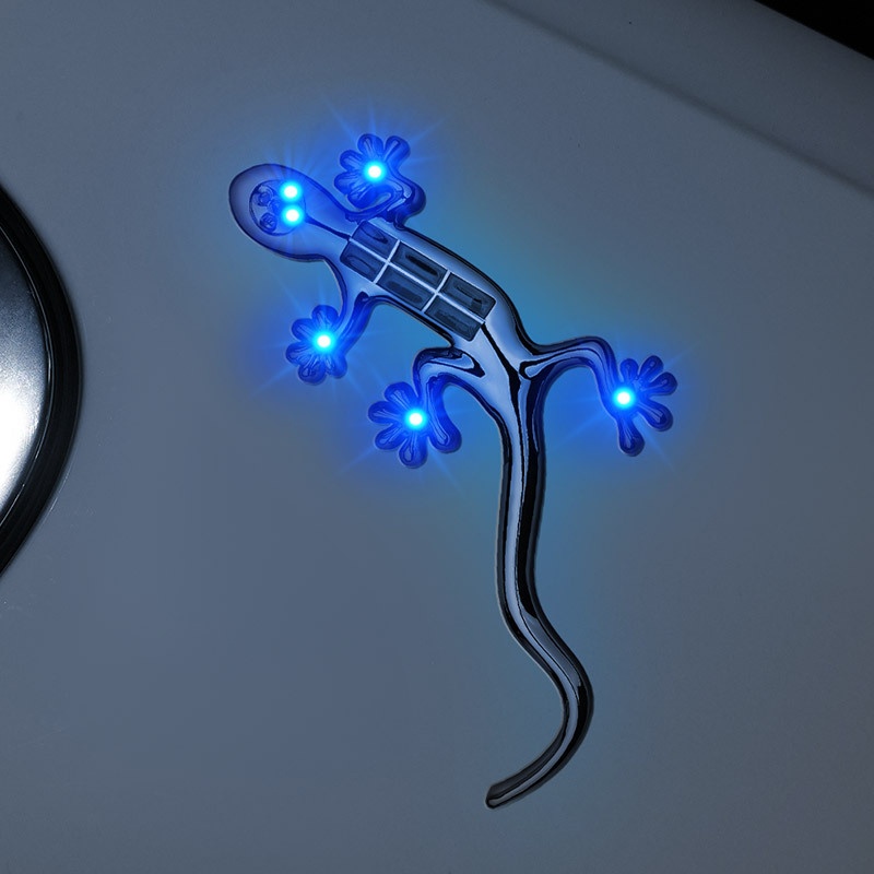 Motorcycle Solar Warning LED Flashing Anti-Collision Light Car Decoration Gecko Tail Sticker_voghion.com