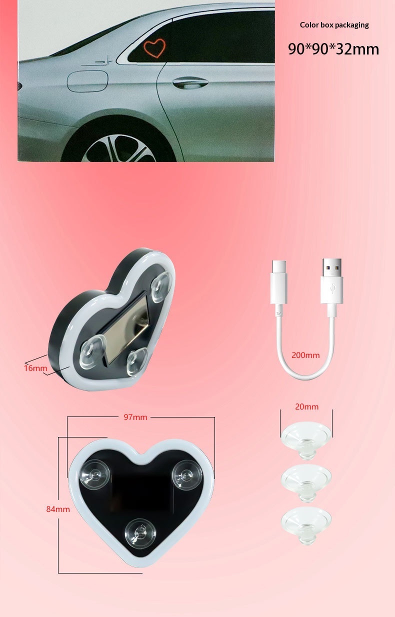 Solar Led Heart Triangle Interior Light For Car Window Decoration_voghion.com