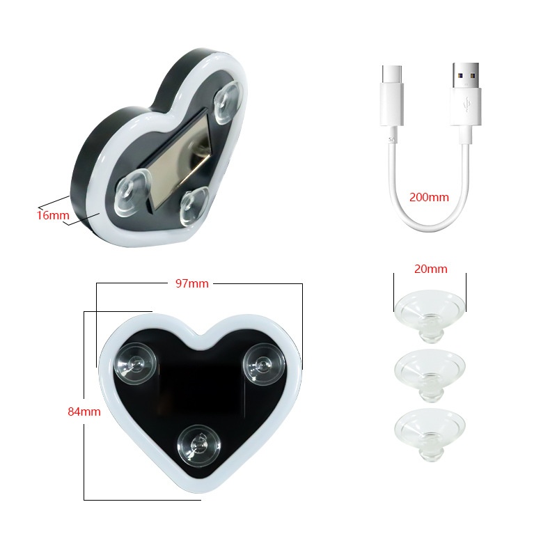 Solar Led Heart Triangle Interior Light For Car Window Decoration_voghion.com