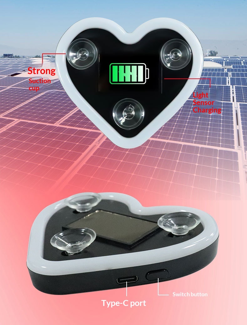 Solar Led Heart Triangle Interior Light For Car Window Decoration_voghion.com