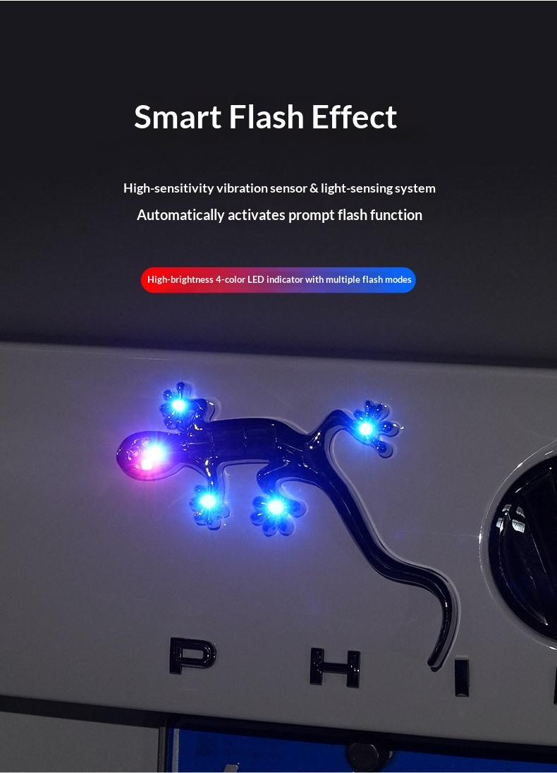 Motorcycle Solar Led Warning Light Anti-collision Gecko Decor_voghion.com