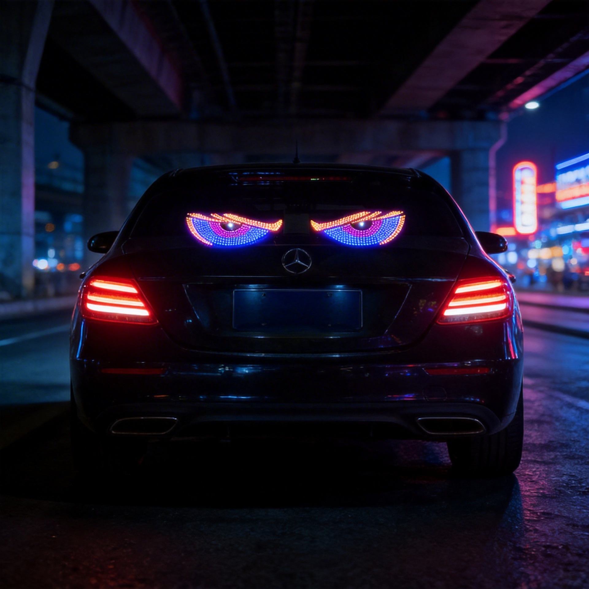 Devil's Eye Blinking Ambient Rear Window Car Sticker LED Dynamic Display Expression Light Decoration_voghion.com