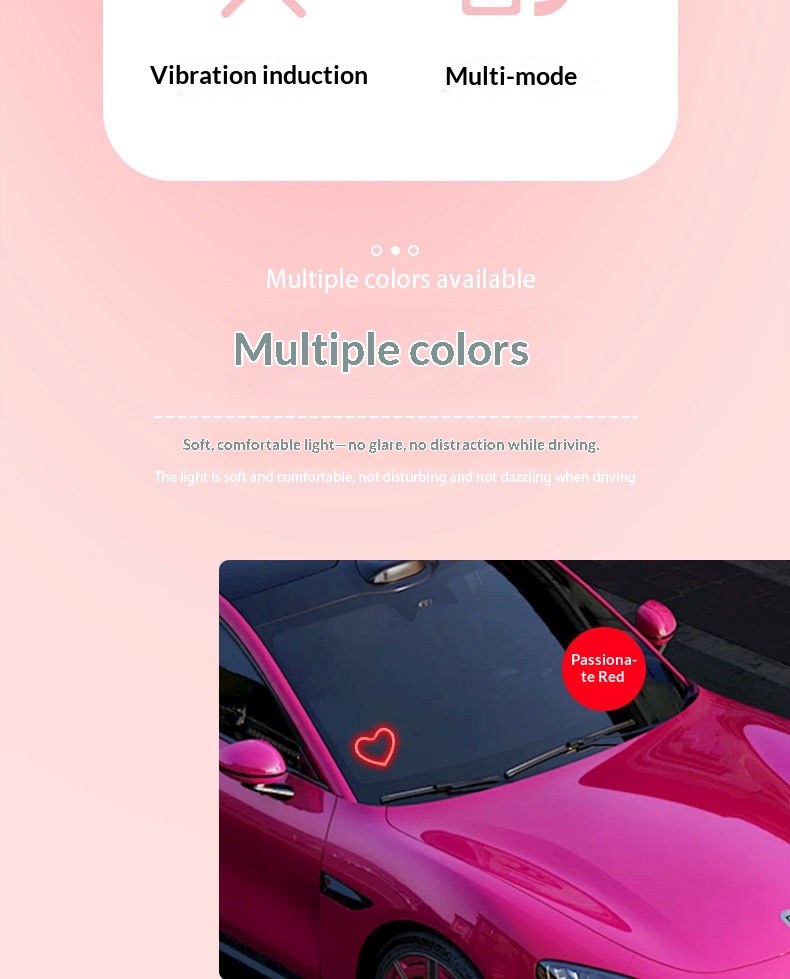 Solar Led Heart Triangle Interior Light For Car Window Decoration_voghion.com