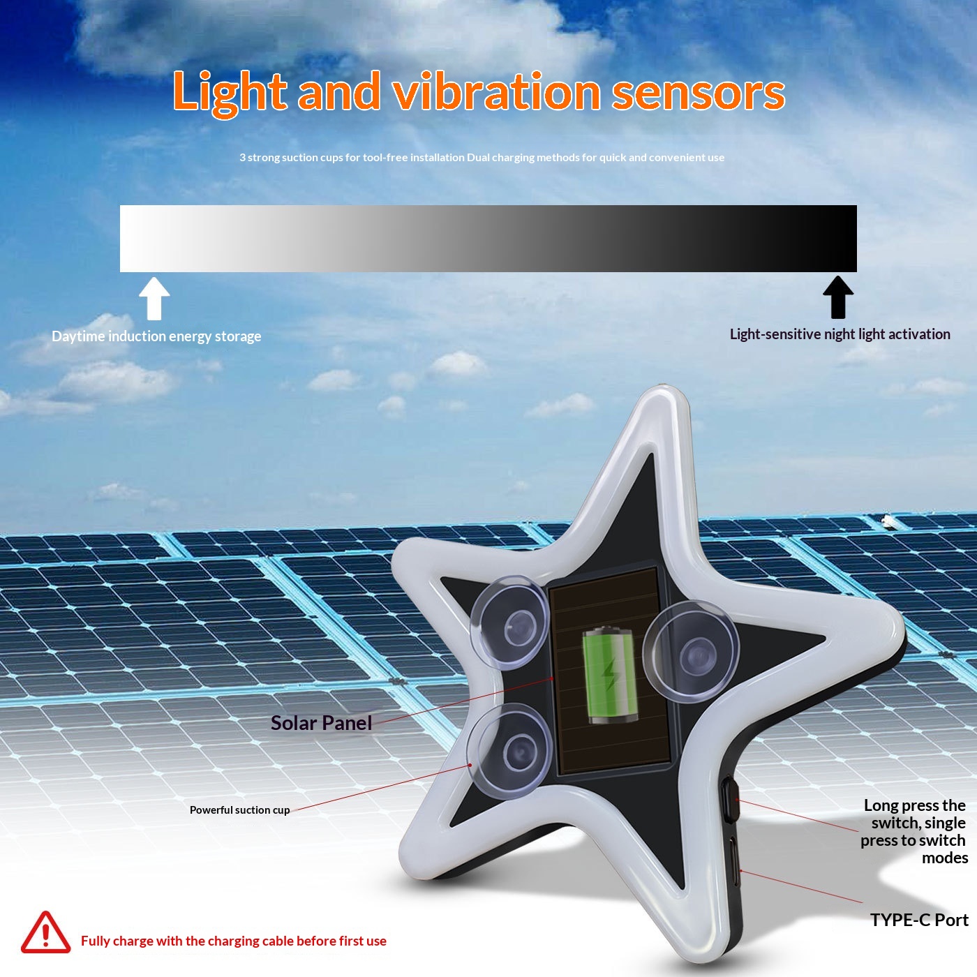 Pentagram Solar Warning Triangle Rear Window Car Fun Cute Atmosphere Light Direct From Manufacturer_voghion.com