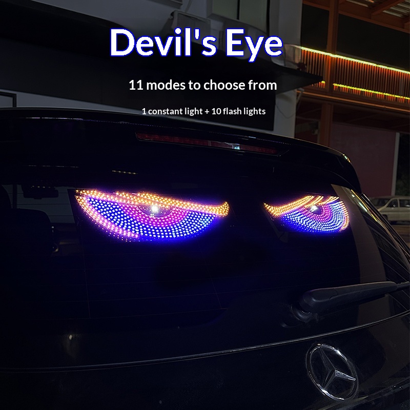 Devil's Eye Blinking Ambient Rear Window Car Sticker LED Dynamic Display Expression Light Decoration_voghion.com