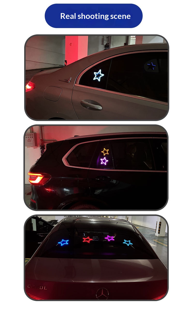 Pentagram Solar Warning Triangle Led Light For Car Rear Window_voghion.com
