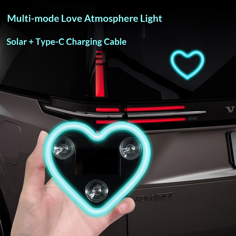Solar Led Heart Triangle Interior Light For Car Window Decoration_voghion.com