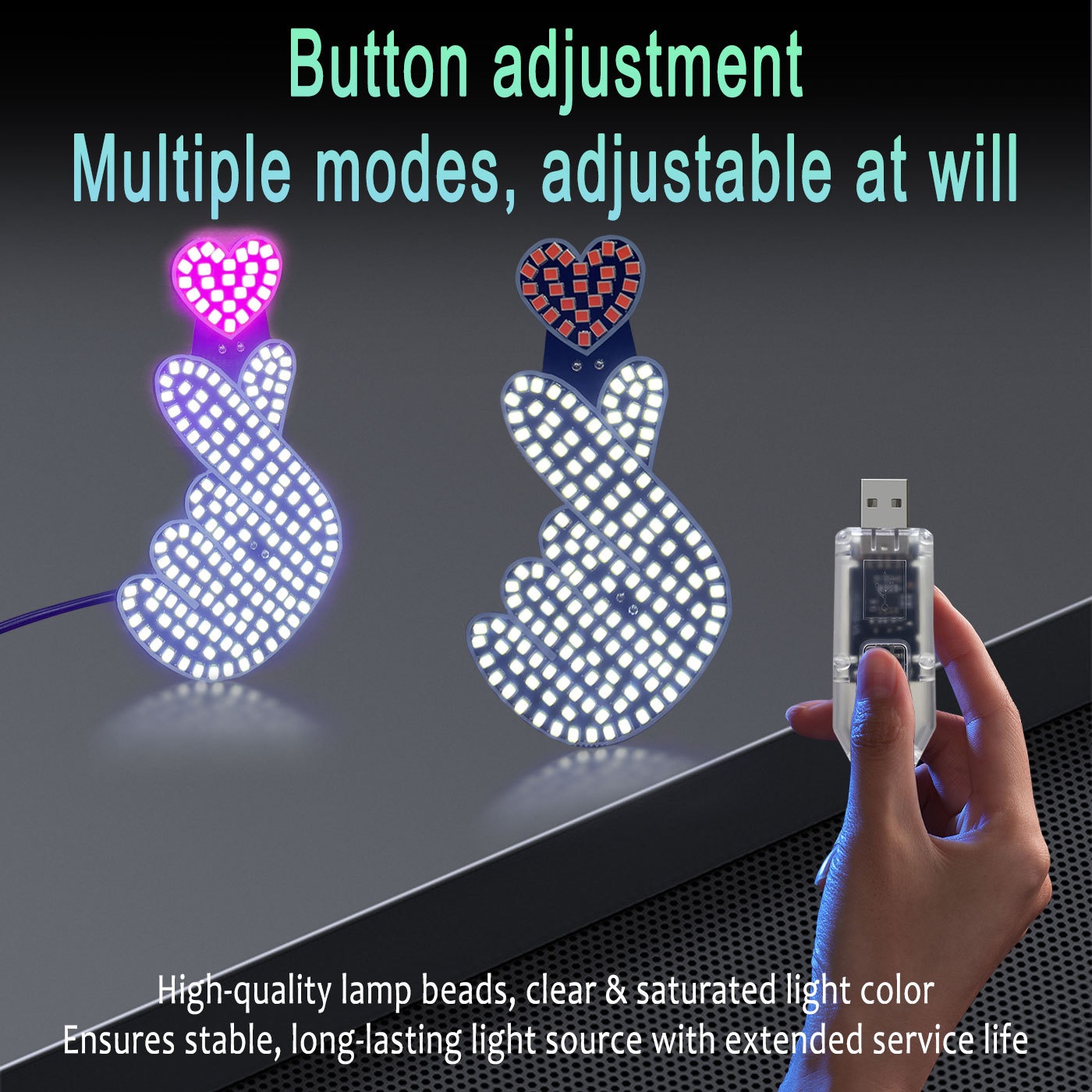 New Cross-border Model Dynamic Heart-shaped Ambient Light Sticker LED Display For Truck Car Front And Rear Windshield_voghion.com