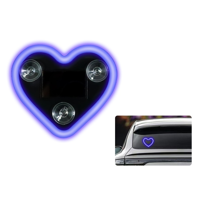Solar Led Heart Triangle Interior Light For Car Window Decoration_voghion.com