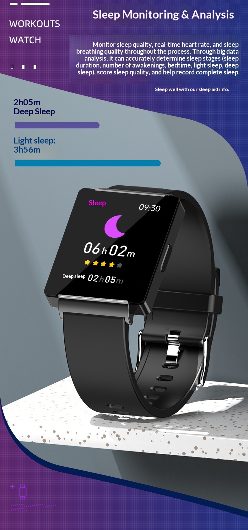 Smartwatch z funkcją pomiaru tętna ciśnienia i monitorowania snu_voghion.com