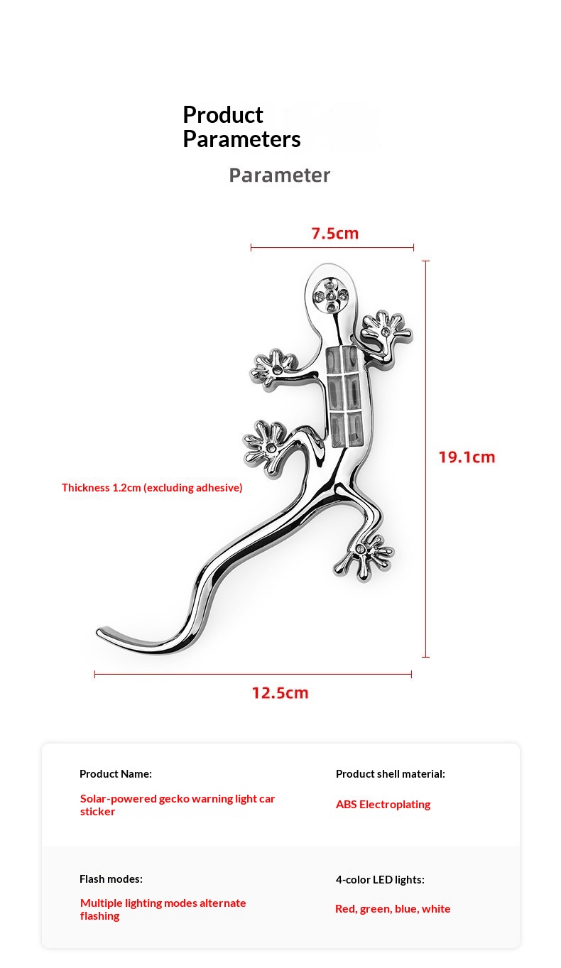Motorcycle Solar Led Warning Light Anti-collision Gecko Decor_voghion.com