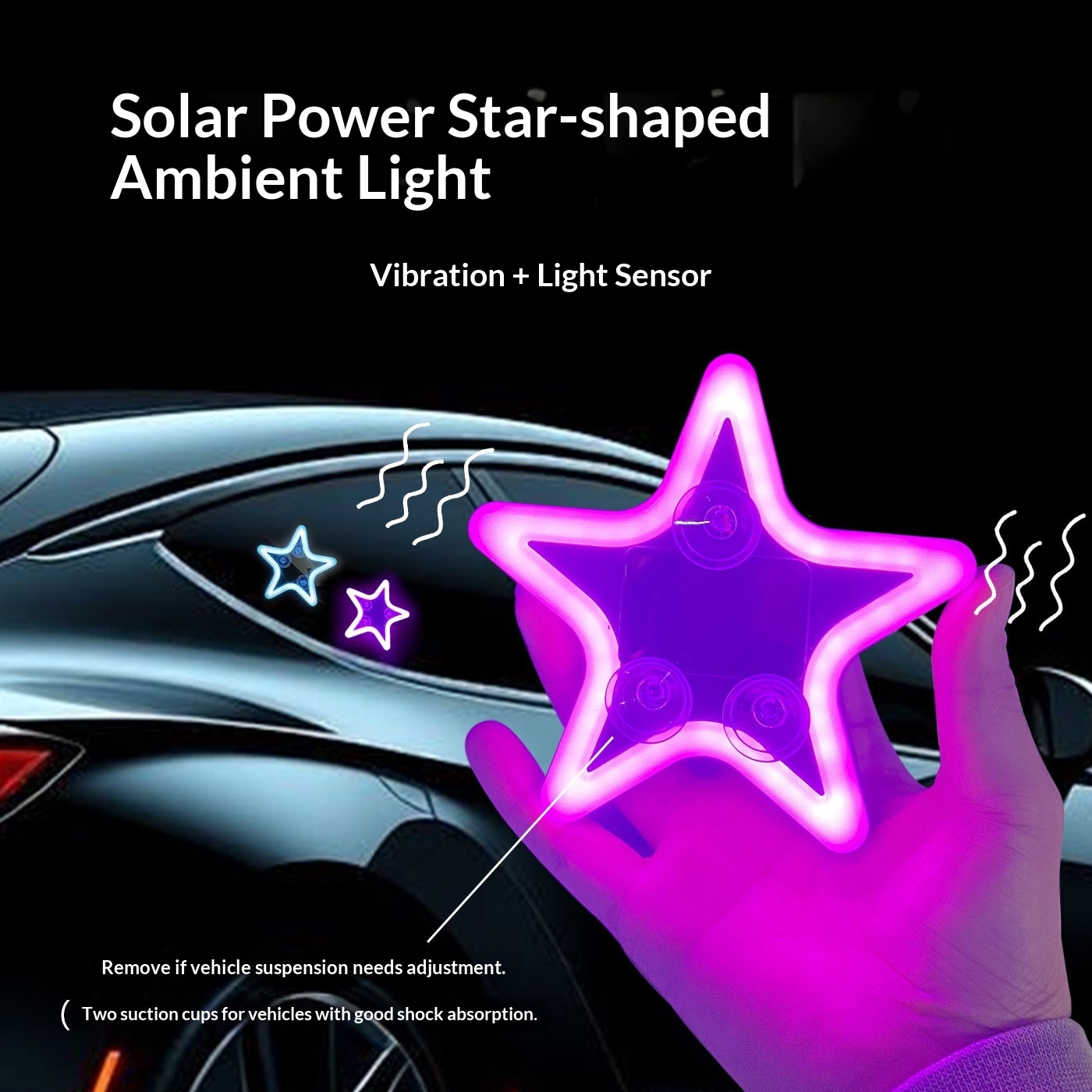 Pentagram Solar Warning Triangle Rear Window Car Fun Cute Atmosphere Light Direct From Manufacturer_voghion.com