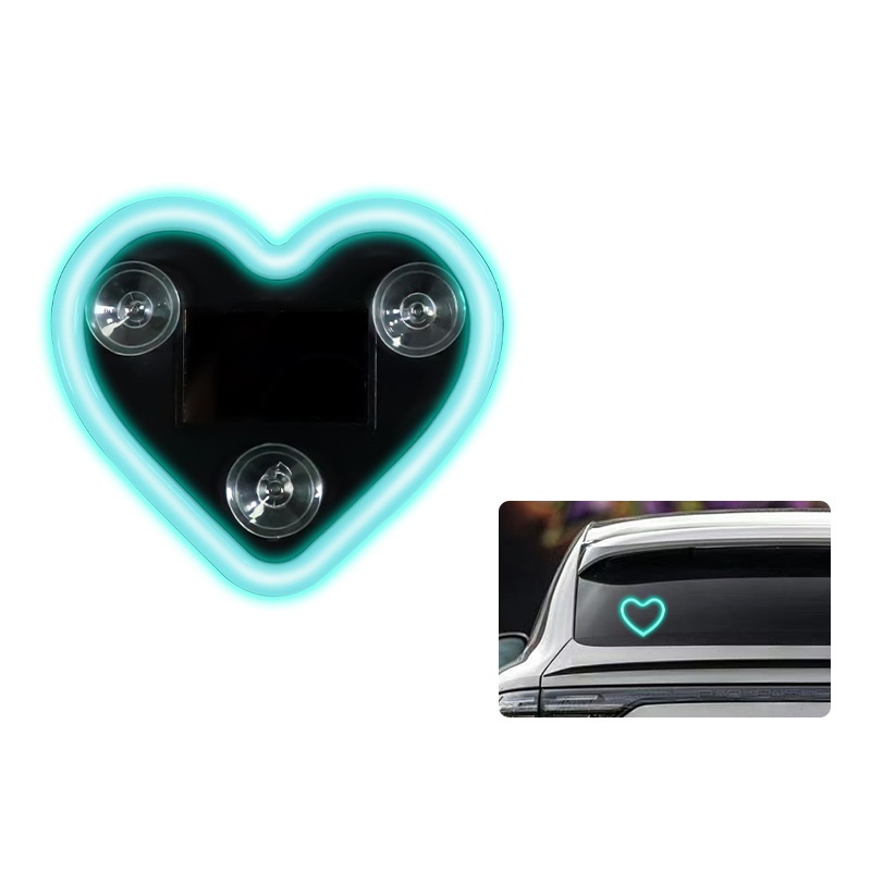 Solar Led Heart Triangle Interior Light For Car Window Decoration_voghion.com