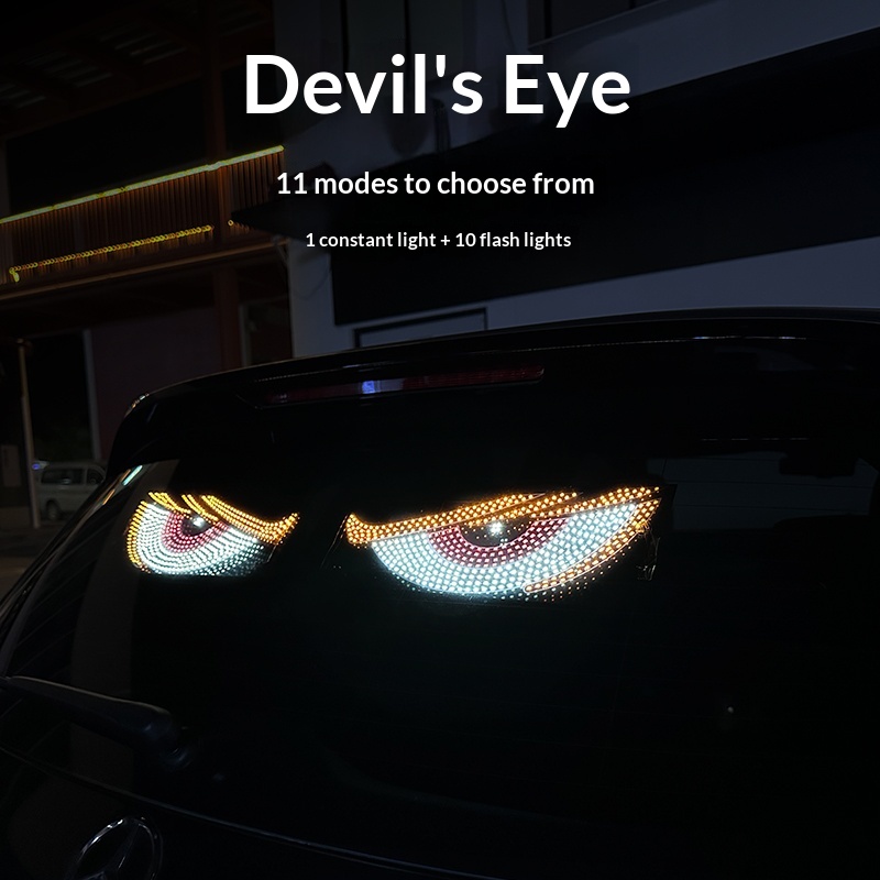 Devil's Eye Blinking Ambient Rear Window Car Sticker LED Dynamic Display Expression Light Decoration_voghion.com