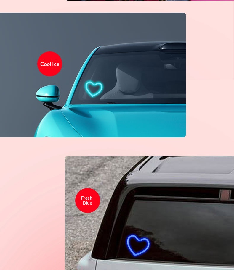 Solar Led Heart Triangle Interior Light For Car Window Decoration_voghion.com