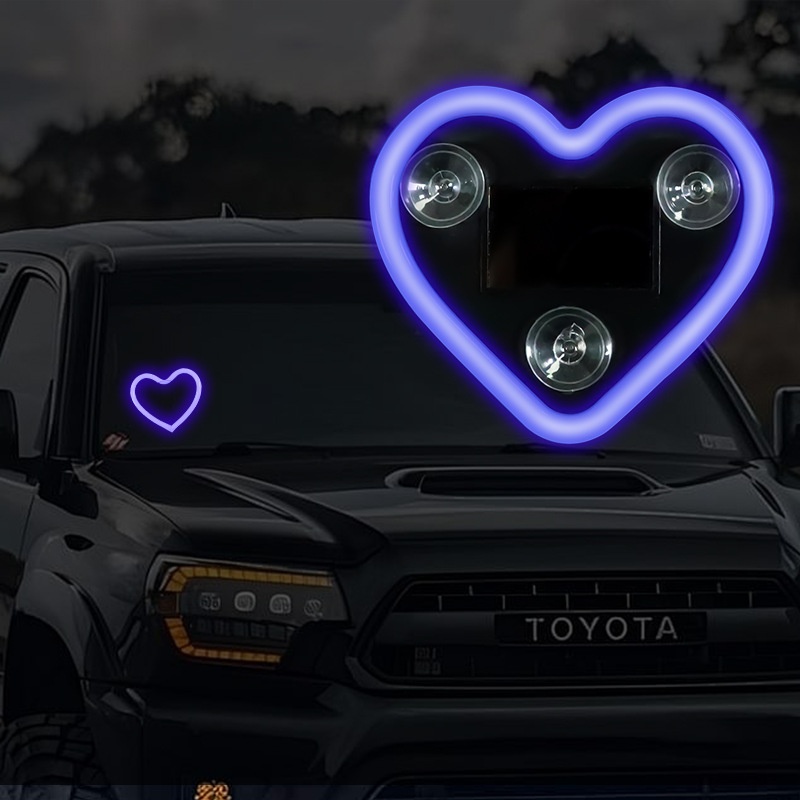 Solar Led Heart Triangle Interior Light For Car Window Decoration_voghion.com