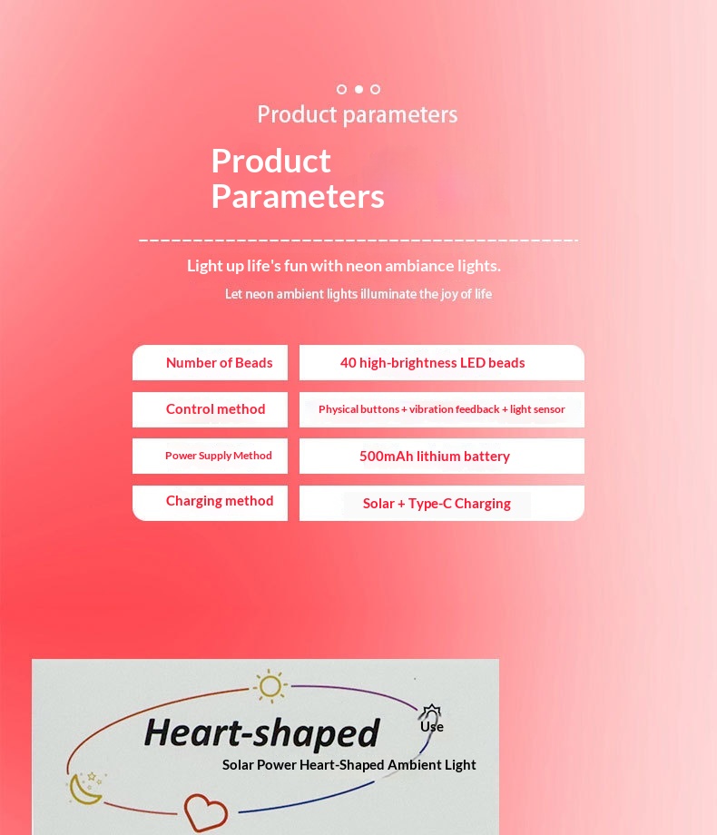 Solar Led Heart Triangle Interior Light For Car Window Decoration_voghion.com