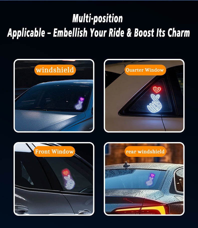 Led Dynamic Heart Shape Ambient Light For Car And Truck Windshield_voghion.com