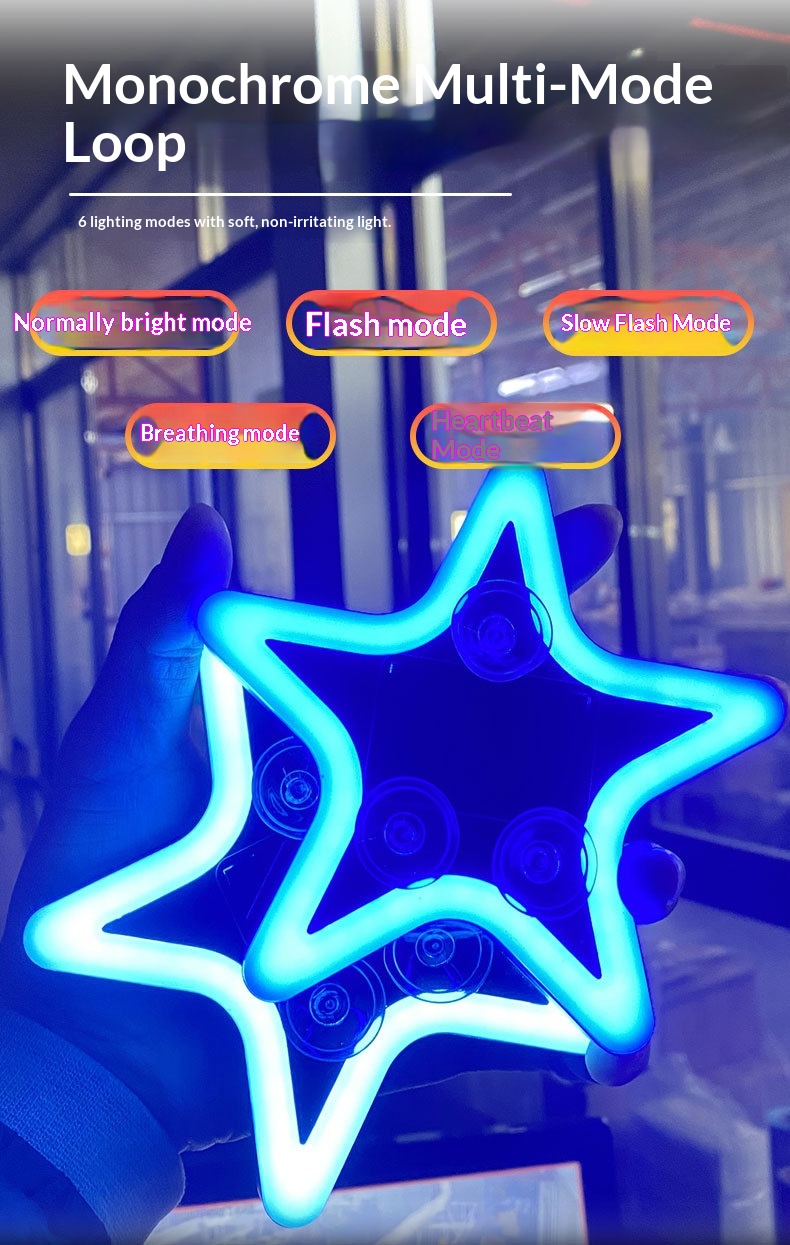 Pentagram Solar Warning Triangle Led Light For Car Rear Window_voghion.com