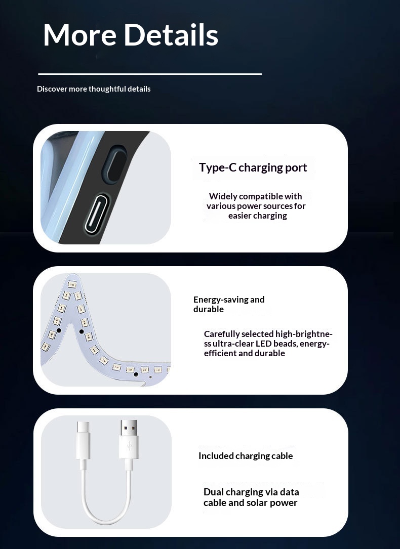 Pentagram Solar Warning Triangle Led Light For Car Rear Window_voghion.com