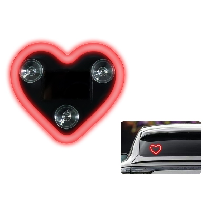 Solar Led Heart Triangle Interior Light For Car Window Decoration_voghion.com