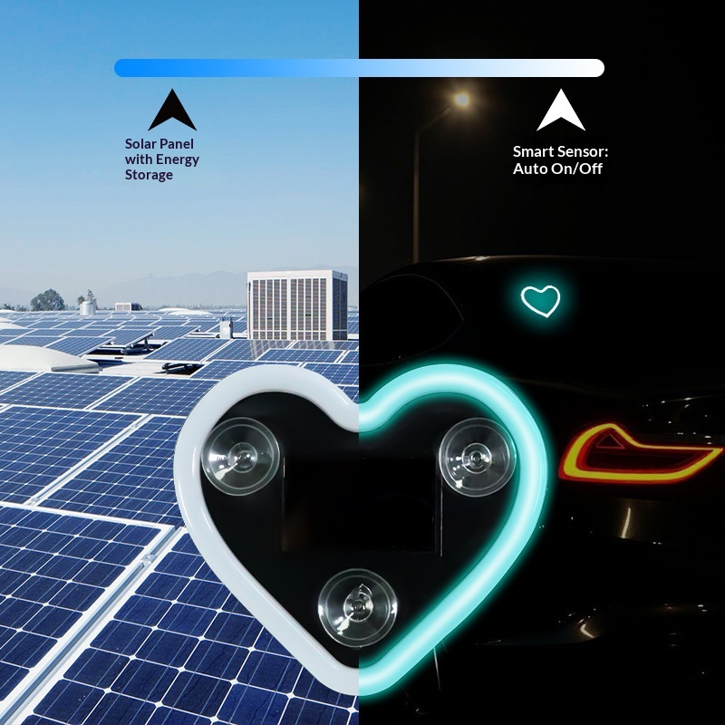 Solar Led Heart Triangle Interior Light For Car Window Decoration_voghion.com