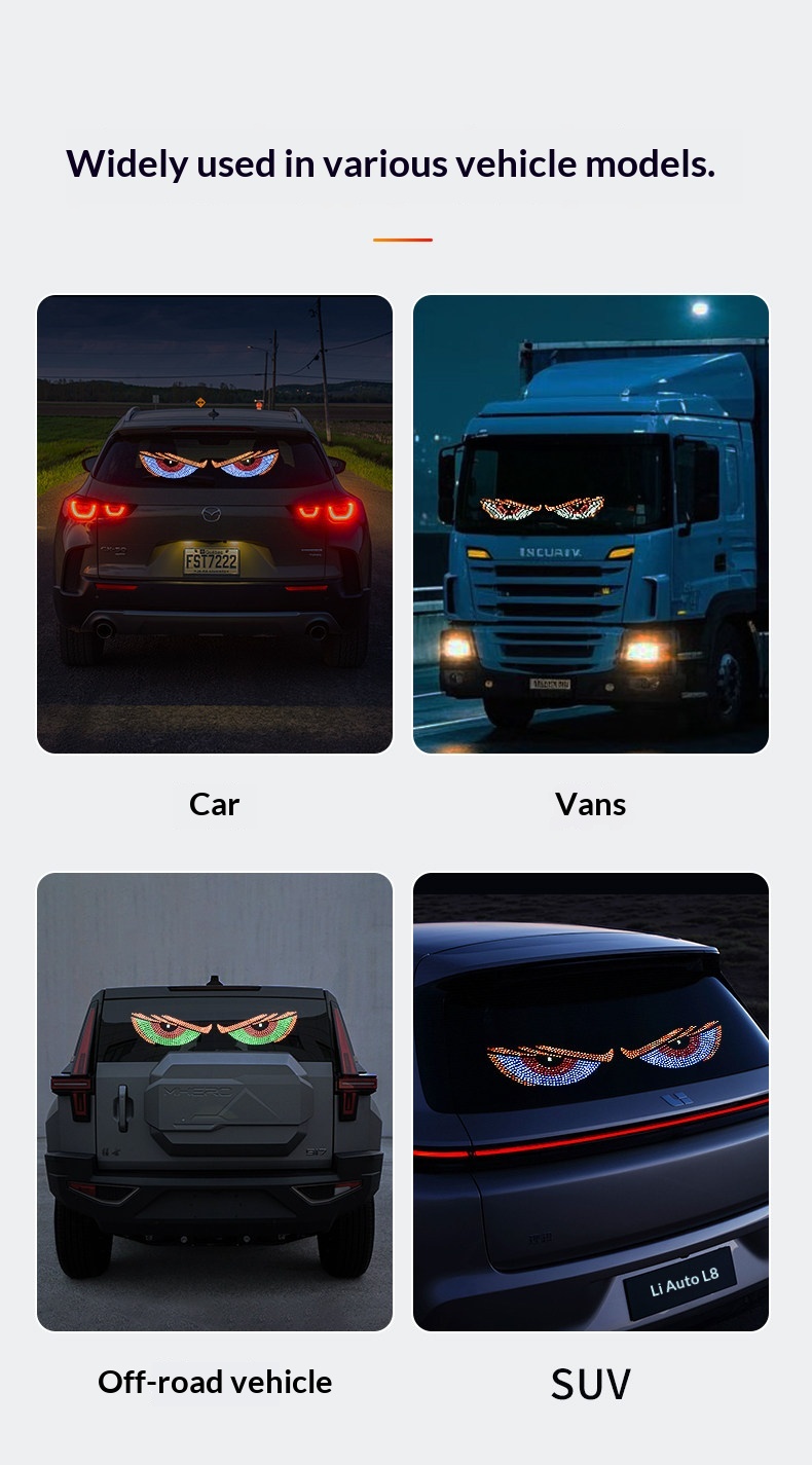 Devil's Eye Blinking Ambient Rear Window Car Sticker LED Dynamic Display Expression Light Decoration_voghion.com