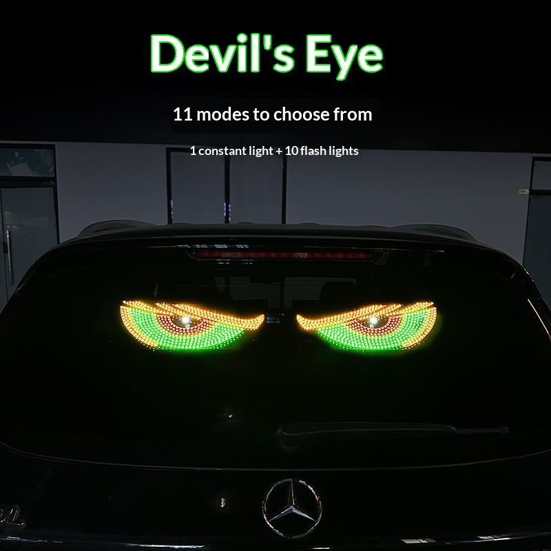 Devil's Eye Blinking Ambient Rear Window Car Sticker LED Dynamic Display Expression Light Decoration_voghion.com