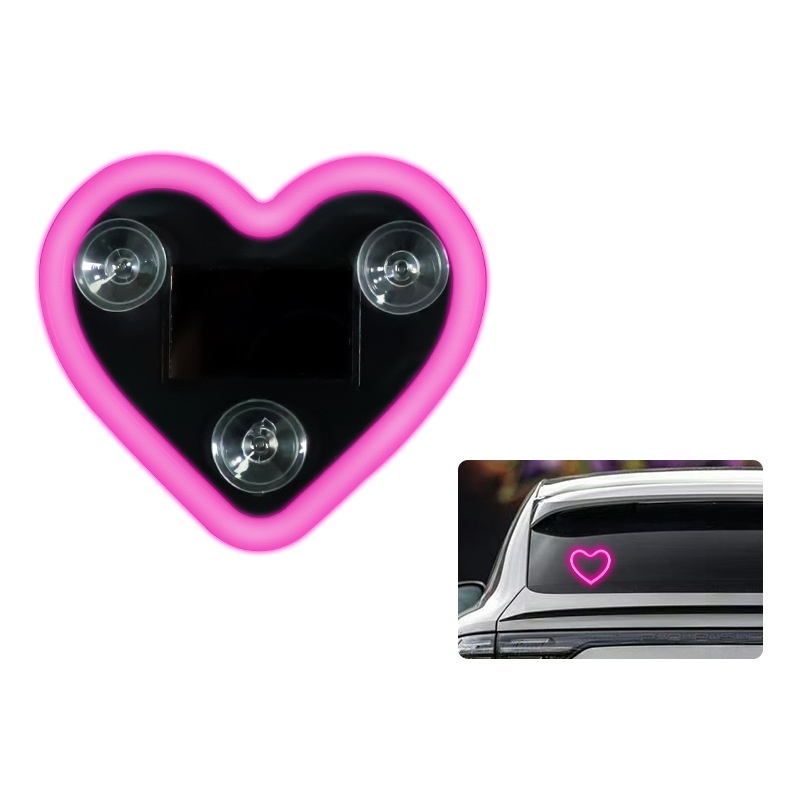 Solar Led Heart Triangle Interior Light For Car Window Decoration_voghion.com