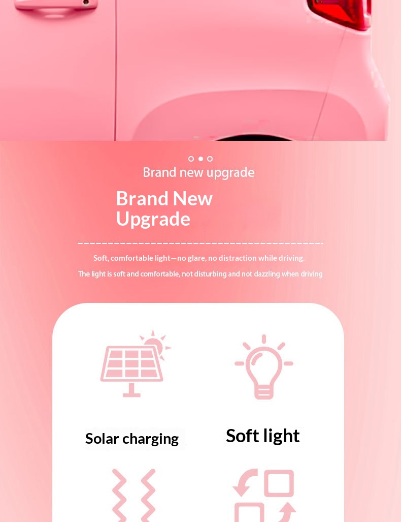 Solar Led Heart Triangle Interior Light For Car Window Decoration_voghion.com