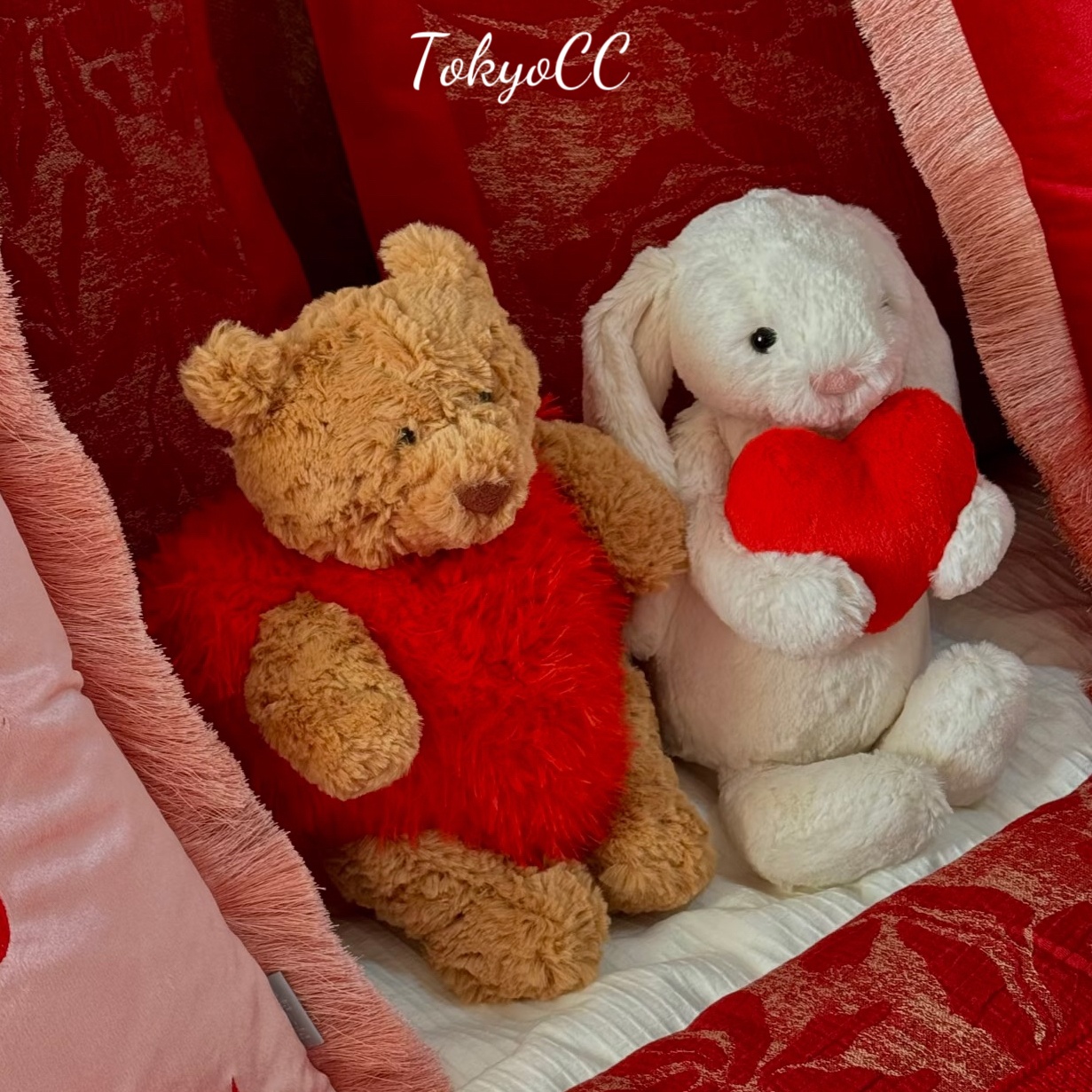 TokyoCC Heartbeat Bed Doll, Bear Plush Toy, Love Rabbit Figurine, Engagement And Wedding Gift Decoration_voghion.com