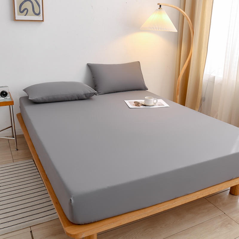 Cross-border Brushed Fabric Fitted Sheet, Single-piece Bed Cover, Non-slip Mattress Protector, Solid Color_voghion.com