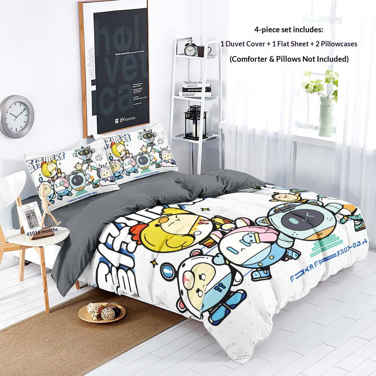 Cartoon Cotton Bedding Set For Children And Students Duvet Cover_voghion.com