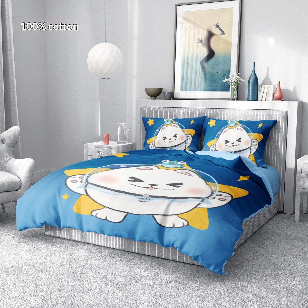 Cartoon Cotton Bedding Set For Children And Students Duvet Cover_voghion.com