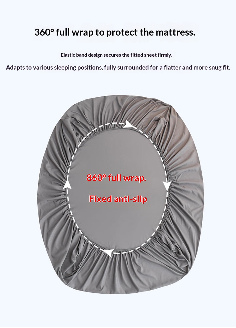 Cross-border Brushed Fabric Fitted Sheet, Single-piece Bed Cover, Non-slip Mattress Protector, Solid Color_voghion.com