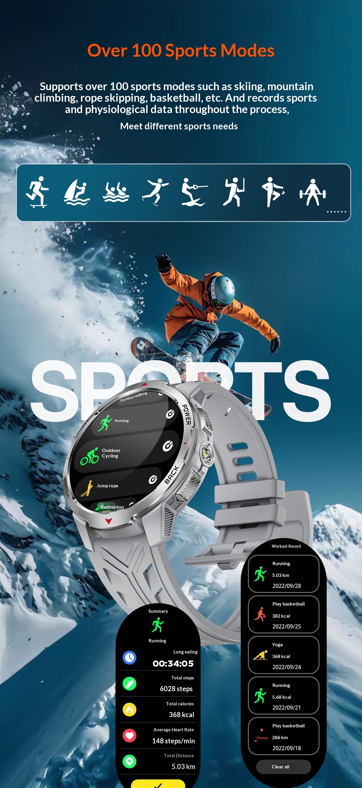 2025 New KT88 Smart Bluetooth Call Flashlight Heart Rate Blood Oxygen Pedometer Multi-Function Outdoor Watch_voghion.com