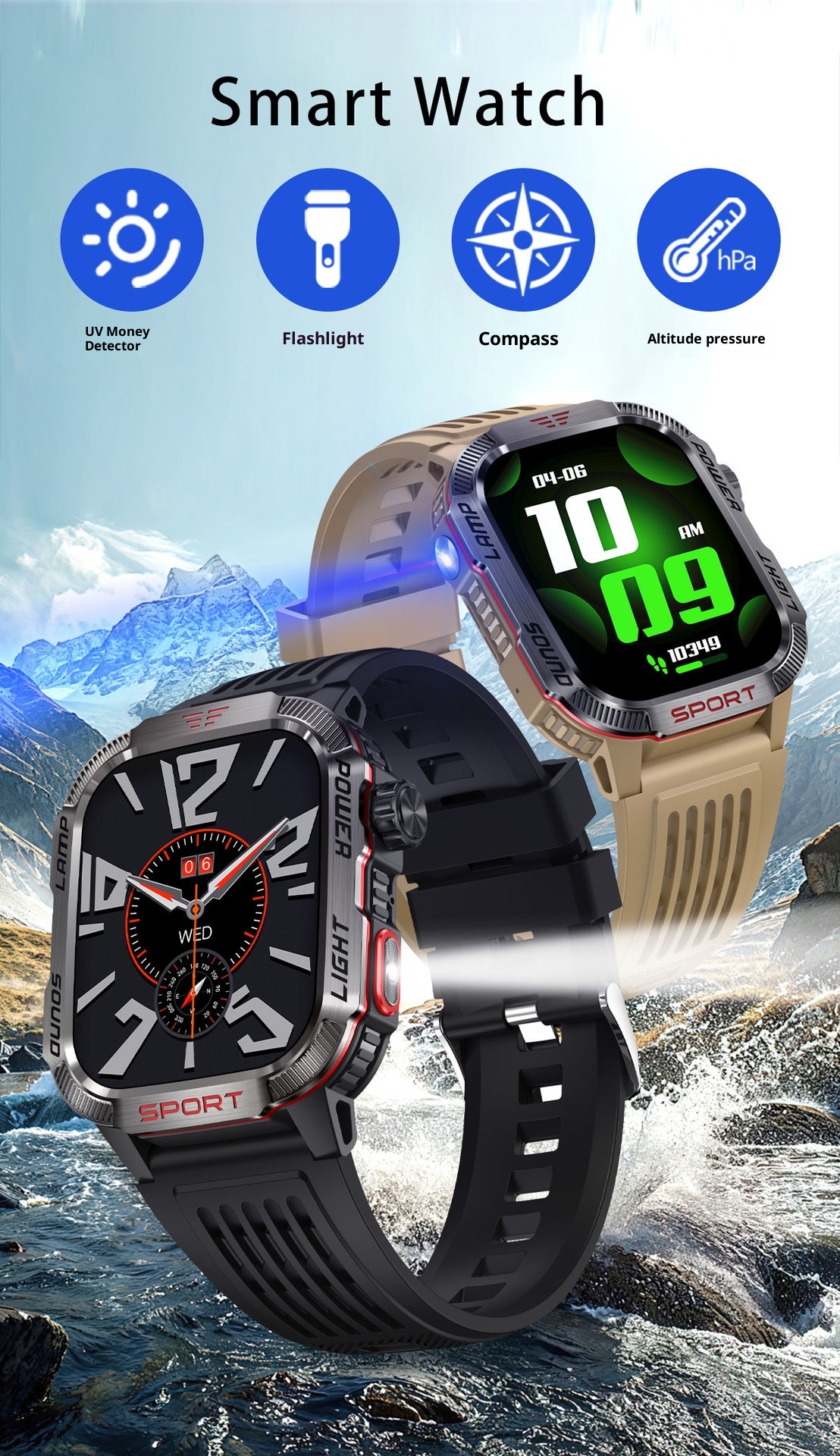 2024 Cross-Border HT29 Smart Watch Bluetooth Call Waterproof Outdoor Men's Encoder Altitude Barometer Compass_voghion.com