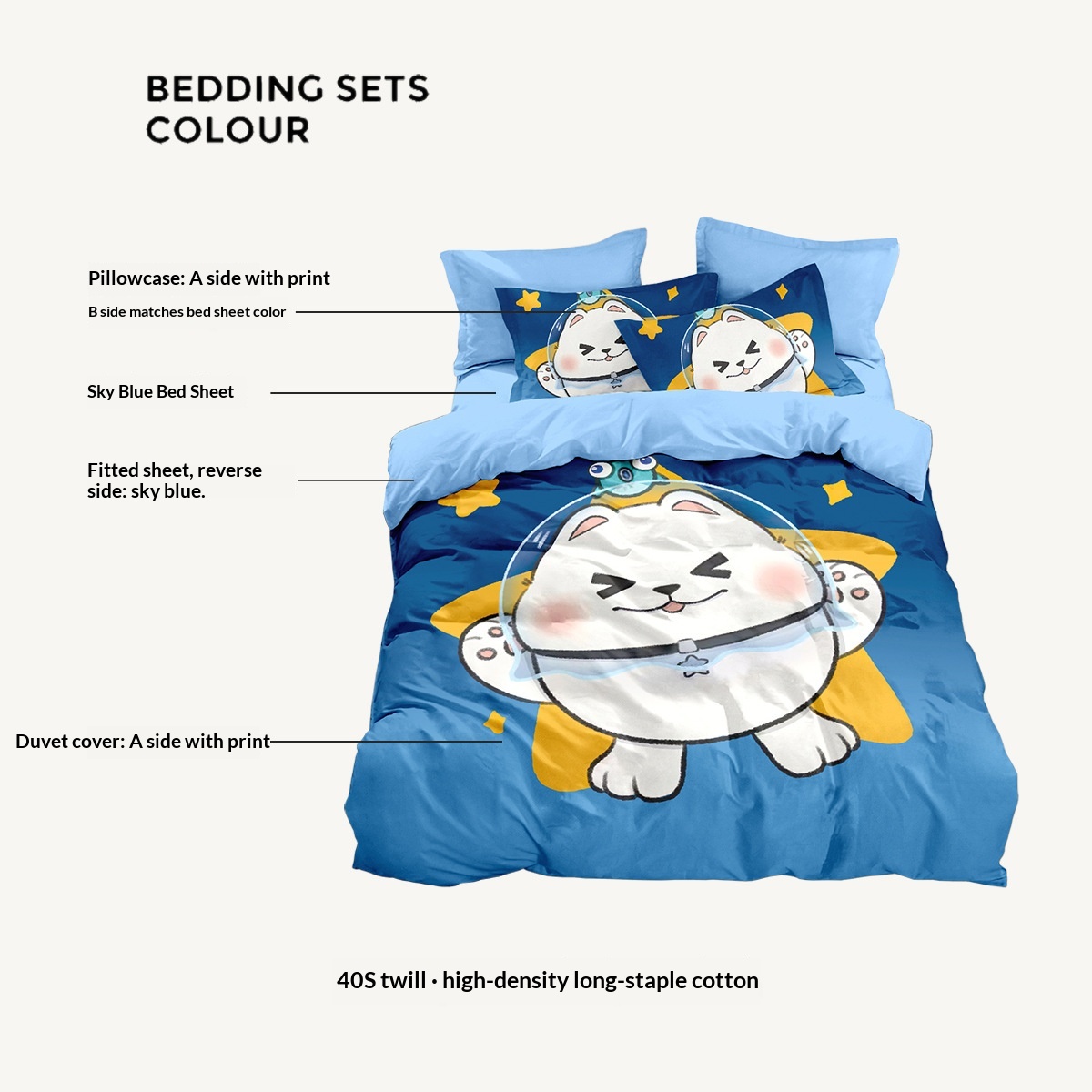 Cartoon Cotton Bedding Set For Children And Students Duvet Cover_voghion.com