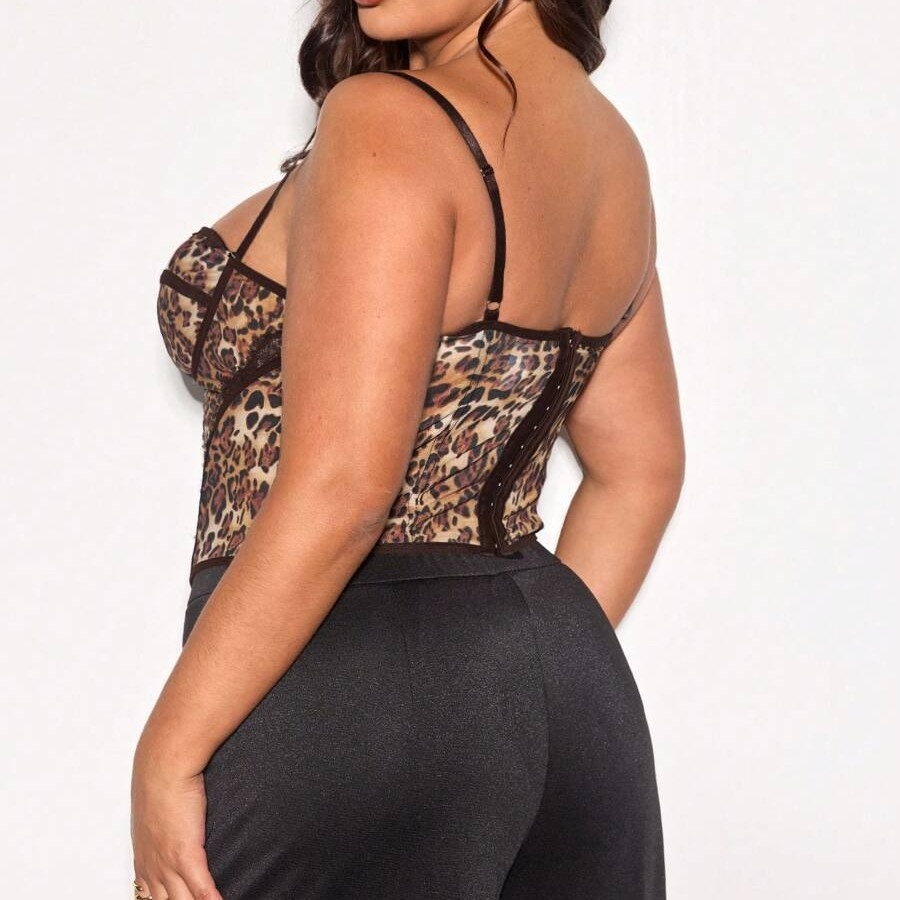 Cross-Border New Plus Corset Top Sexy Leopard Dot Pattern Outer Wear Large Size Cinch Fishbone Bra_voghion.com