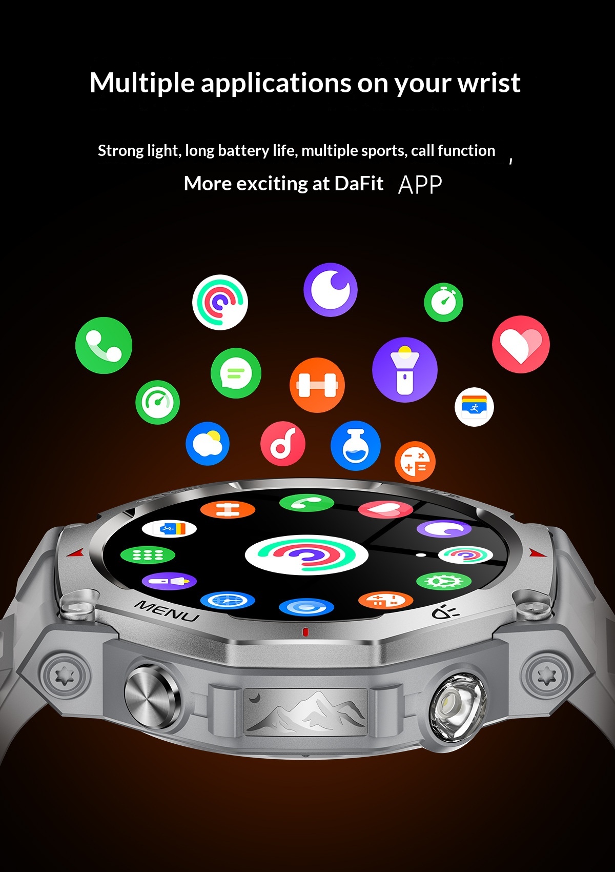 KT85 Smart New 2025 Bluetooth Call Flashlight Heart Rate Blood Oxygen Meter Step Multi-Function Outdoor Watch_voghion.com