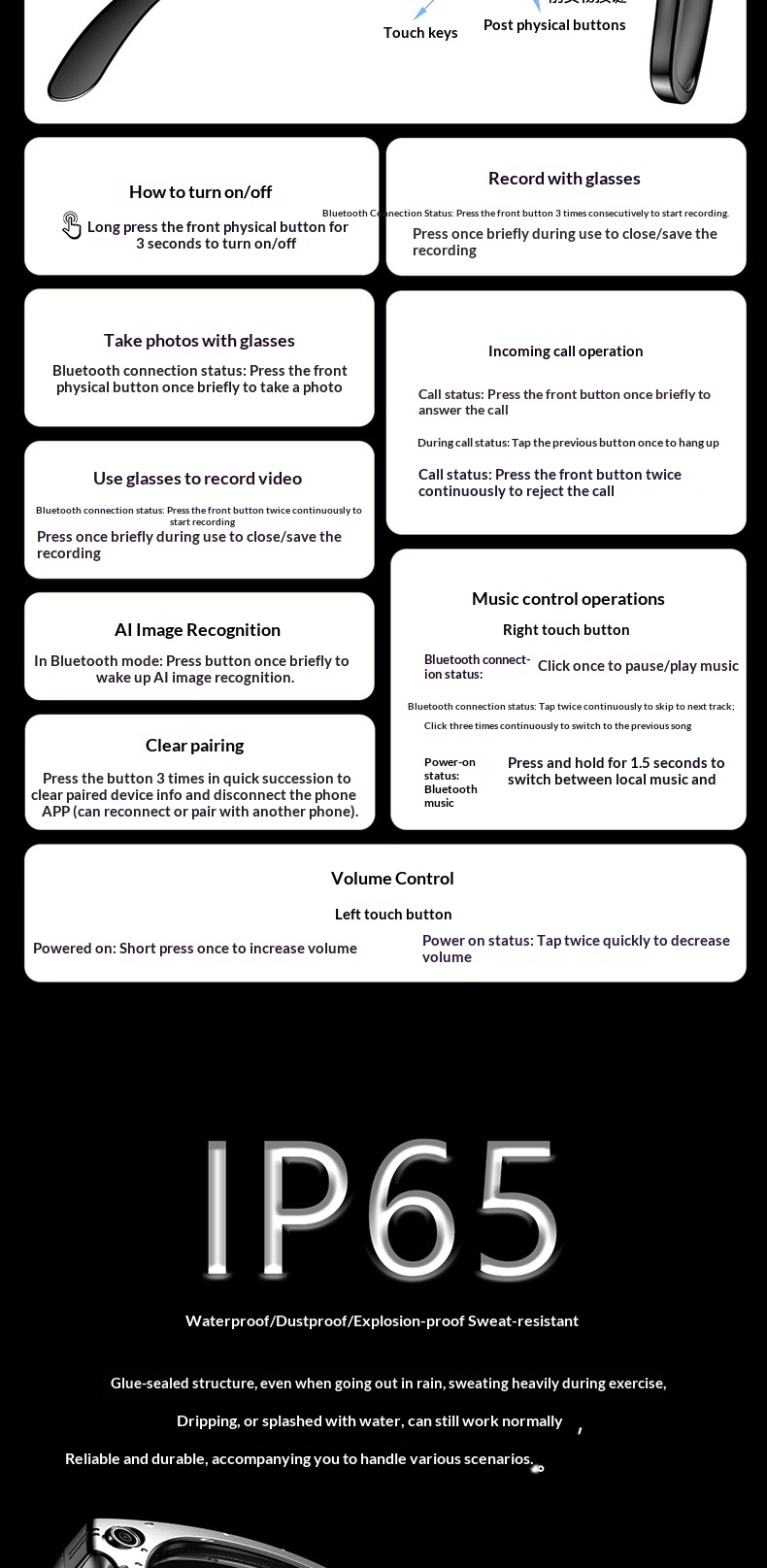 New Cross-border Camera Glasses With AI Intelligent Large Model Object Recognition, Voice Assistant, Bluetooth, Phone_voghion.com