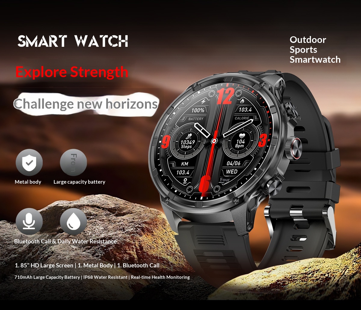 Smartwatch With Bluetooth Calling 1.85 Inch Hd Screen Heart Rate_voghion.com