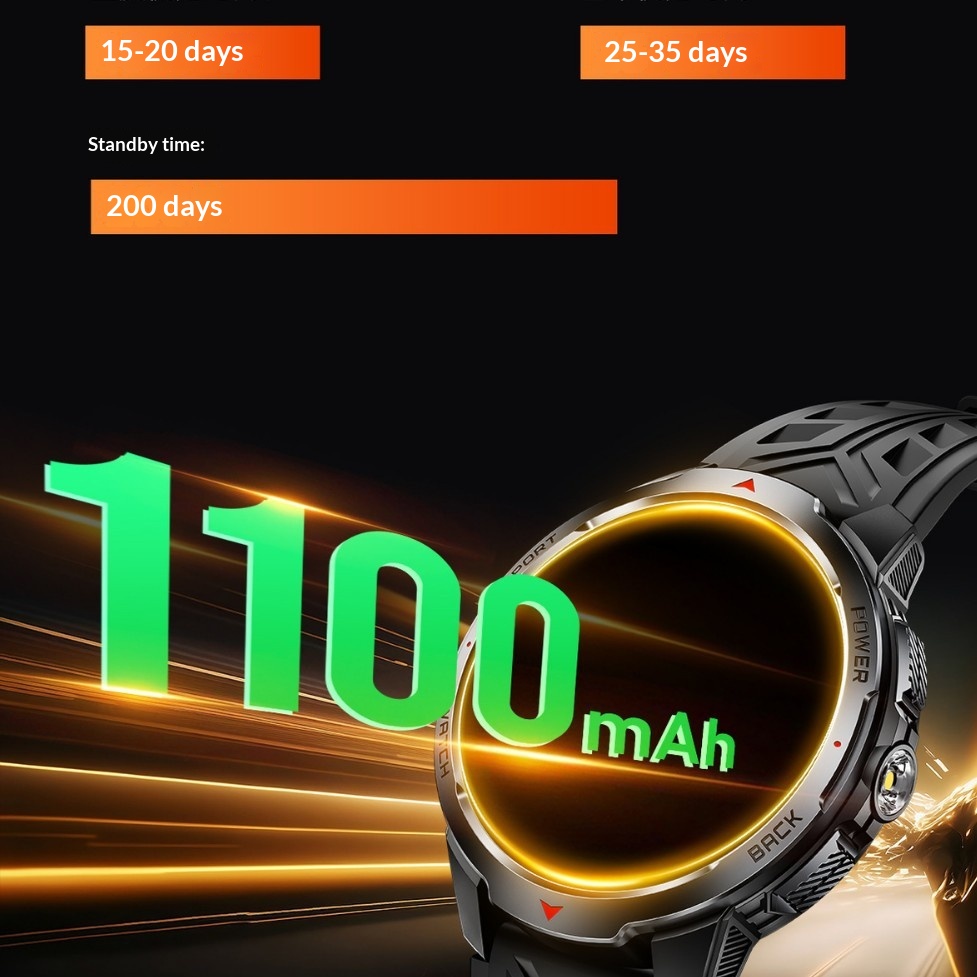 2025 New KT88 Smart Bluetooth Call Flashlight Heart Rate Blood Oxygen Pedometer Multi-Function Outdoor Watch_voghion.com